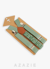 Matching Color Boy's Matte Satin Suspenders matcha