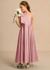 Azazie Guppy Girls Formal Dusty Rose A-Line One Shoulder Matte Satin Dress dusty_rose