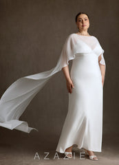 Azazie Caity Diamond White Fit and Flare Crepe Back Satin Dress diamond_white
