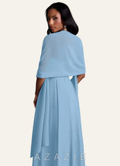 Azazie Matching Color Chiffon Shawl steel_blue