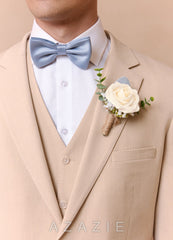 Single Rose and Ecalyptus Boutonniere champagne