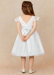 Azazie Vetty Diamond White A-Line Lace Tulle Dress diamond_white