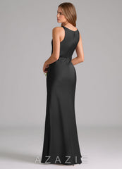 Azazie Allettie Black Mermaid Stretch Satin Dress black