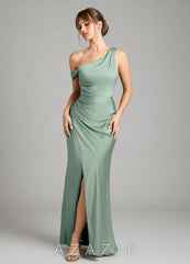 Azazie Madelyn Agave Mermaid One Shoulder Stretch Satin Convertible Dress