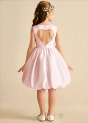 Azazie Nirvana Blushing Pink Ball-Gown Ruched Matte Satin Dress