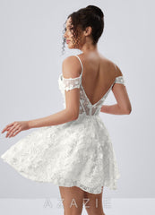 Kaelaniora White Sequin Embroidery 3D Flowers Tulle Corset Mini Dress
