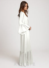 Long Bridal Ruffle Robe white