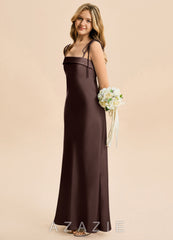 Azazie Willa Junior Ganache Mermaid Bow Stretch Satin Dress ganache