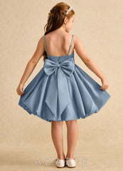 Azazie Davine Dusty Blue A-Line Spaghetti Strap Matte Satin Dress