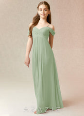 Azazie Kaitlynn Junior Dusty Sage A-Line Off the Shoulder Chiffon Dress dusty_sage