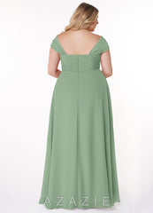Azazie Kaitlynn Matcha Empire Ruched Chiffon Convertible Dress matcha