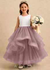 Azazie Madison Ivory Dusty Rose Ball-Gown Lace Tulle Dress