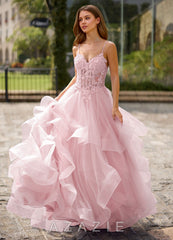 Spitze Pink Sheer Lace Prom Dress