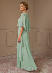 Azazie Bowie Agave A-Line Chiffon Dress agave