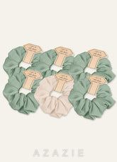Matching Color Mixed Color Bridesmaid Stretch Satin Over Size Scrunchie Set