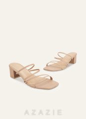 Nude Strap Low Heel Sandals