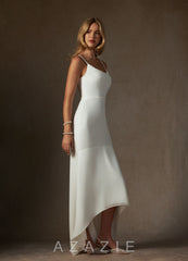 Azazie Sunbeam Diamond White Mermaid Beaded Chiffon Dress diamond_white