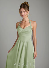 Azazie Tenaya Dusty Sage A-Line Sweetheart Neckline Stretch Satin Dress dusty_sage