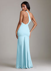 Azazie Voni Sky Blue Mermaid One Shoulder Stretch Satin Dress sky_blue