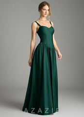 Azazie Evadina Emerald A-Line Corset Stretch Satin Dress emerald