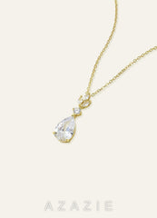 Pear Cut CZ Pendant Necklace gold