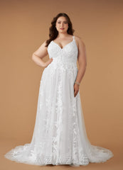 Azazie Delaina Wedding Dress Diamond White A-Line V-Neck Sequins Tulle Dress diamond_white