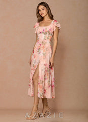 Talia {color} Midi Dress sp_abstract_bouquet_floral_#111401