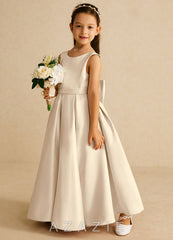 Azazie Pipsy Champagne A-Line Bow Matte Satin Dress champagne