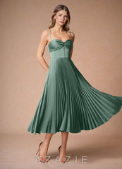 Léna {color} Pleated Midi Dress eucalyptus