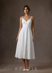 Azazie Xena Diamond White A-Line Stretch Crepe Dress