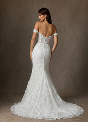 Azazie Idalis Diamond White Mermaid Lace Dress diamond_white