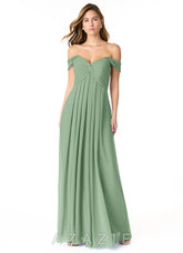 Azazie Kaitlynn Matcha Empire Ruched Chiffon Convertible Dress