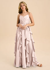 Azazie Peyton Junior Blushing Pink A-Line Pleated Stretch Satin Dress blushing_pink