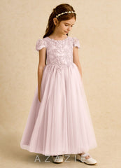 Azazie Puff Blushing Pink Ball-Gown Lace Tulle Dress blushing_pink
