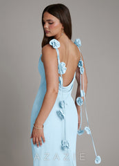 Azazie Kalico Sky Blue Mermaid Pleated Chiffon Dress sky_blue