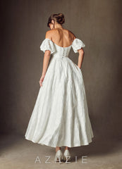 Azazie Clotille Diamond White Ball-Gown Sweetheart Neckline Floral Burnout Jacquard Dress diamond_white