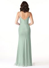Azazie Deandra Agave Mermaid Pleated Mesh Dress agave