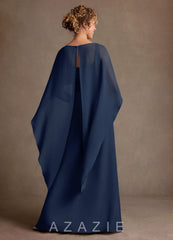 Azazie Marilla Dark Navy A-Line Pleated Chiffon Dress dark_navy