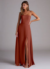 Azazie Wren Auburn A-Line Side Slit Chiffon Convertible Dress