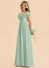 Azazie Anaya Junior Agave A-Line Sweetheart Neckline Chiffon Dress agave