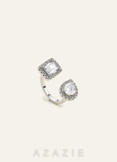 Open Toi et Moi Pavé Halo Crystal Ring