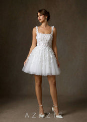Azazie Sabine Diamond White A-Line Square Neckline Lace Dress diamond_white