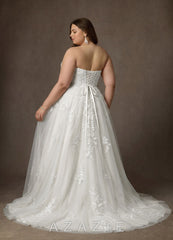 Azazie Keri Diamond White Ball-Gown Strapless Lace Dress diamond_white