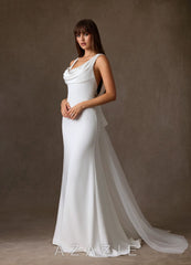 Azazie Laniece Diamond White Sheath Crepe Back Satin Dress diamond_white