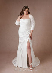 Azazie Marsella Wedding Dress Diamond White Mermaid Strapless Crepe Back Satin D