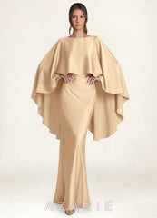 Azazie Matching Color Stretch Satin Cape Overlay champagne