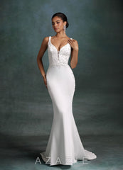 Azazie Sabrina Diamond White Mermaid Crepe Back Satin Dress diamond_white