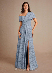 Azazie Milton Dusty Blue A-Line Pleated Floral Burnout Dress dusty_blue