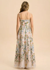 Azazie Evangeline Junior Formal Dress Blush Garden Floral A-Line Pleated 3D Floral Embroidered Lace Dress blush_garden_floral