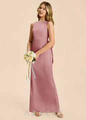 Azazie Emi Junior Dusty Rose Sheath Bow Stretch Satin Dress dusty_rose